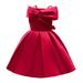 FRSASU Clearance Toddler Girls Solid Color Temperament Bowknot off Shoulder Pleated Skirt Birthday Party Gown Long Dresses Red 4-5Yearsï¼ˆ4-5Yï¼‰