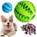 Dog Treat Toy Ball Dog Tooth Cleaning Toy Interactive Dog Toys(1 Green+1 Blue) 2.8 Pack of 2