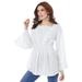 Plus Size Women's Angel-Sleeve Eyelet Tunic. by Roaman's in White (Size 24 W)