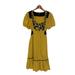 Anthropologie Dresses | Lithe Anthropologie Kings Road Yellow & Black Floral Tie Waist Midi Dress Size 4 | Color: Black/Yellow | Size: 4