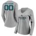 Women's Fanatics Branded Gray San Jose Sharks Any Name & Number Personalized Evanston Stencil Long Sleeve V-Neck T-Shirt