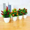 Hesroicy Artificial Fruit Bonsai Mini Orange Pomegranate Tree Windowsill Decor Plastic Courtyard Simulated Plants Bonsai for Home