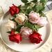 Hesroicy Imitation Rose No-watering Realistic No Withering Anti-fade Long Lasting DIY Wedding Home Decoration Cloth Artificial Rose Home Supplies