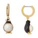 Kate Spade Jewelry | Kate Spade Arctic Friends Pearl Penguin Crystal Huggies Hoop Earrings | Color: Black/Gold | Size: Os