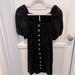 Free People Dresses | Free People Button Front Eyelet Dress With Puff Sleeves | Color: Black | Size: 2