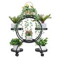 unho Metal Plant Stand Shelves, Rolling Plant Pot Stand Rack Indoor Outdoor Flower Pot Stand 4 Tier Plant Shelf 6 Potted Holders with Wheels for Patio Garden Living Room Office