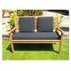 PnH 2 Seater Garden Bench Cushion Set With 2 Back Pads - Black