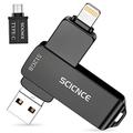 SCICNCE 512GB Photo Stick iPhone Flash Drive, for iPhone USB Memory Stick Thumb Drives USB Stick External Storage Compatible with iPhone iPad Android PC (Dark Grey)