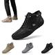QQKKZX Unisex Italian Handmade Suede Velcro High Boots, Beck Shoes Men Waterproof Velcro Chukka Handmade Non-slip Casual Sneakers, Dbeck Italian Shoes for Men (Color : C.black, Size : 10)