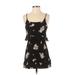 Forever 21 Casual Dress - A-Line Scoop Neck Sleeveless: Black Floral Dresses - Women's Size Small