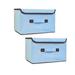 Blue Storage Boxes with Lids 2Pack GIXUSIL Collapsible Storage Bin with Handle for Organizing Toys Clothes Office Large 17.8*11.8*11.8inch