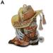 XIAOL Cowboy Hat Car Hanging Ornament Personalized Cowgirl Boots Car Rear View Mirror Accessories Wild West Car Charm Interior Rearview Pendant K5Y8