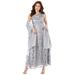 Plus Size Women's Embellished Gown With Shawl by Roaman's in Silver Shimmer (Size 18 W)