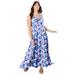 Plus Size Women's Sleeveless Sweetheart Dress by June+Vie in Blue Flowy Abstract (Size 14/16)