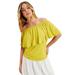 Plus Size Women's Off-The-Shoulder Ruffle Top by June+Vie in Light Moss (Size 26/28)