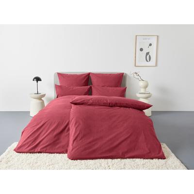 Bettwäsche HOME AFFAIRE "Melli in Gr. 135x200, 155x220 oder 200x200 cm", rot (bordeaux, meliert), B/L: 135cm x 200cm, , Linon, B/L: 80cm x 80cm, Linon, Obermaterial: 100% Baumwolle, Bettwäsche, Bettwäsche aus Baumwolle, Leinen-Look in Melange-Optik Image