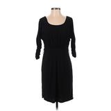 White House Black Market Casual Dress - Sheath Scoop Neck 3/4 sleeves: Black Print Dresses - Women's Size Small