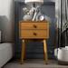 DH BASIC Mid-Century Modern Wood 2-Drawer Compact Nightstand Side Table by Denhour