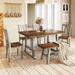 Farmhouse Rustic Style 6-Piece Modern Kitchen Table Set for 6, Classic Wood Dining Table Set with Long Bench & 4 Dining Chairs