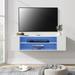 WAMPAT Floating TV Stand Shelf Wall Mounted Entertainment Center Floating Cabinet Media Hutch Under TV, 39 Inch