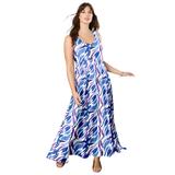 Plus Size Women's Sleeveless Sweetheart Dress by June+Vie in Blue Flowy Abstract (Size 10/12)