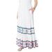 Plus Size Women's Tiered Maxi Skirt by Roaman's in White Embellished Border (Size 30 W)