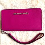 Michael Kors Bags | Michael Kors Jet Set Travel Wallet Phone Case With 6 Credit Card Slots Like New. | Color: Pink | Size: Os