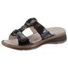 Pantolette ARA "HAWAII", Damen, Gr. 41, schwarz (schwarz glänzend), Lackleder, glänzend, modisch, Schuhe, Keilabsatz, Sommerschuh, Schlappen mit Klett