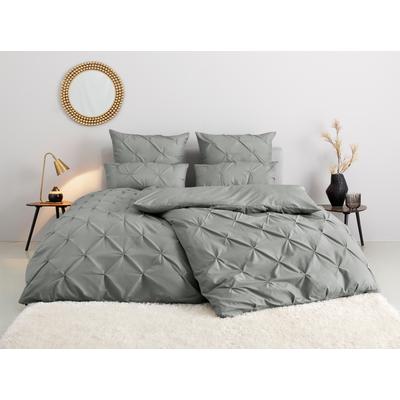 Bettwäsche HOME AFFAIRE "Elliant in Gr. 135x200 oder 155x220 cm", grau, B/L: 135cm x 200cm, , Renforcé, B/L: 40cm x 80cm, Renforcu00e9, Obermaterial: 100% Baumwolle, Bettwäsche, Bettwäsche aus Baumwolle, elegante Bettwäsche mit Hochtief-Struktur Image