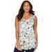 Plus Size Women's V-neck Snoopy Tank by Disney in White Snoopy Print (Size S)