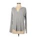 Ann Taylor LOFT Long Sleeve Henley Shirt: Gray Tops - Women's Size Medium