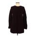 J.Jill Casual Dress - Shift Crew Neck Long sleeves: Burgundy Print Dresses - Women's Size Medium