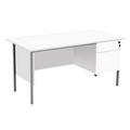 Sonata Rectangular 1500mm Desk with Single 2 Drawer - EF1575REC2DPWHBK