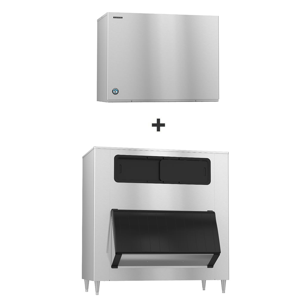 Hoshizaki KM-2600SWJ3/B-1500SS 2482 lb KM Series Crescent Cube Commercial Ice Machine w/ Bin - 1500 lb Storage, Water Cooled, 208-230v, Stainless Steel
