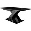 Table Goodyear 103, Noir brillant, 76x80x140cm, Allongement, Stratifié - Noir brillant