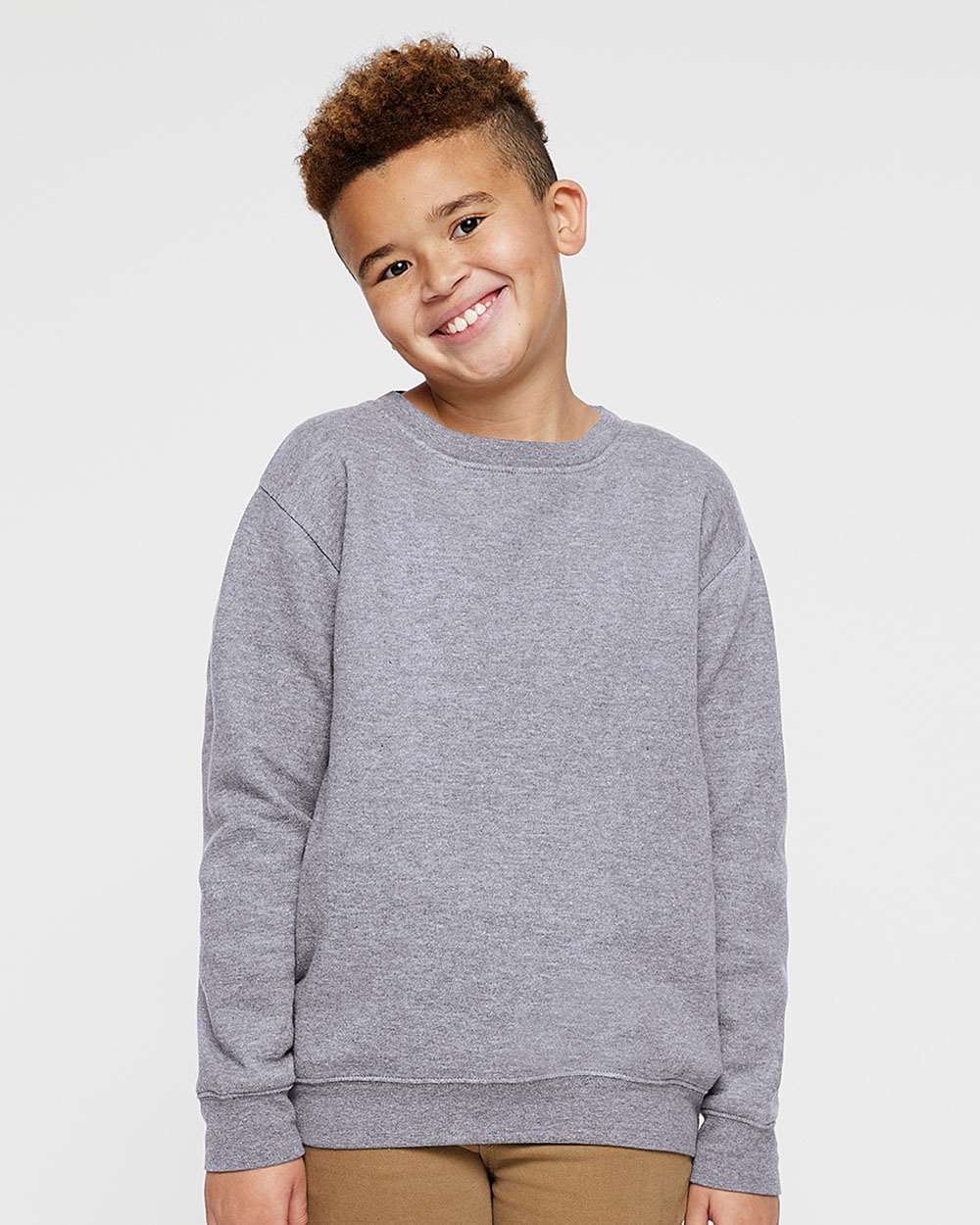 LAT L2225 Youth Fleece Sweatshirt in Heather size Medium | Cotton/Polyester Blend 2225LA, 2225