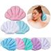 EIMELI Inflatable Bath Pillow with Suction Cups Terry Cloth Covered Bath Pillow Shell Shape Bathtub Spa Pillow Comfortable Soft Bath Cushion Neck Support for Bathtub (Pink)