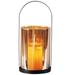 Smart Living 13.6 in. One Mantle Glass/Metal Hurricane Black LED Candle Lantern