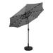 WestinTrends Cyrus 9 Ft Outdoor Patio Umbrella with Base Include Solar Powered 32 LED Light Umbrella with Tilt and Crank 20 inch Fillable Bronze Round Base Gray