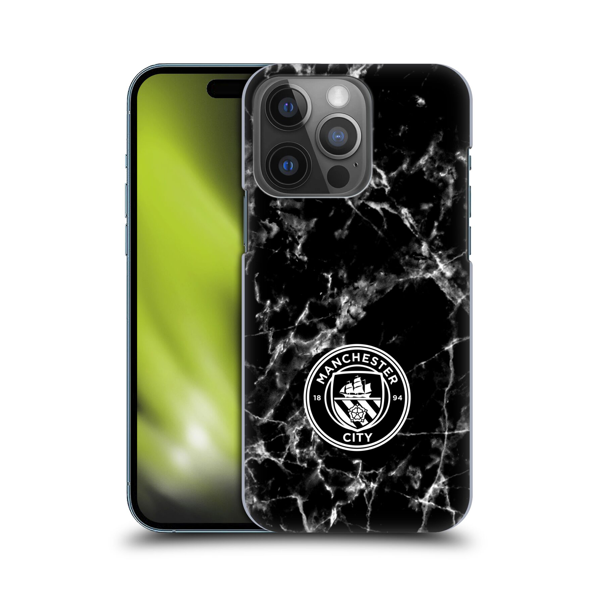 Manchester City Marble Hard Back Phone Case – Schwarz/Weiß – iPhone