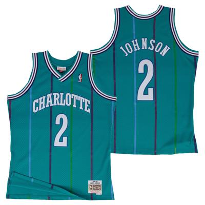 Charlotte Hornets Larry Johnson Hardwood Classics Road Swingman Trikot von Mitchell & Ness - Herren Image
