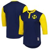 Men's Mitchell & Ness Navy Michigan Wolverines Legendary Henley 3/4-Sleeve T-Shirt