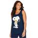 Plus Size Women's Sleeveless Snoopy and Woodstock Tank by Peanuts in Navy Snoopy Woodstock (Size M)