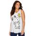 Plus Size Women's V-neck Snoopy Tank by Peanuts in White Snoopy Woodstock (Size M)