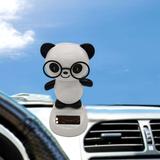Bluethy Lovely Glasses Panda Solar Power Swinging Doll Car Interior Ornament Decor Gift