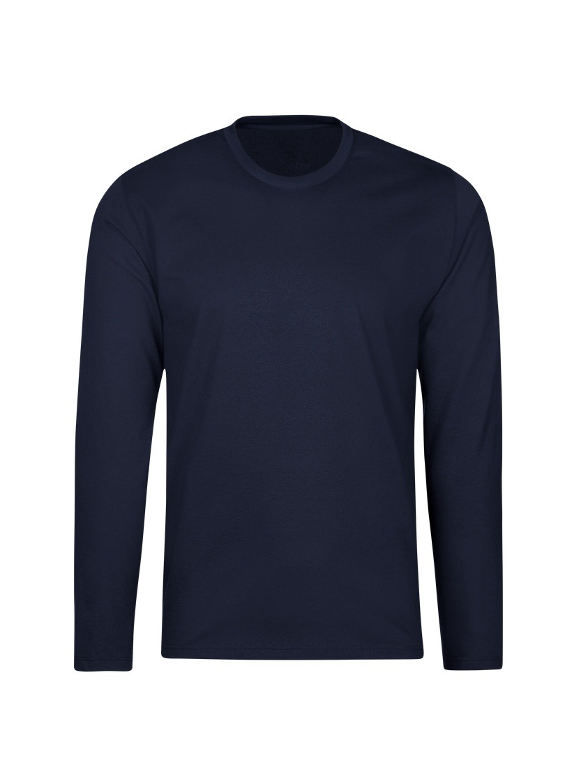T-Shirt TRIGEMA "TRIGEMA Langarmshirt aus 100% Baumwolle", Herren, Gr. S, blau (navy), 100% Baumwolle, Basic, Shirts Image