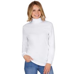 Rollkragenshirt TRIGEMA "TRIGEMA Langarm Ski- und Sport-Rollkragenpullover", Damen, Gr. XL, weiß, 100% Baumwolle (Bio-Baumwolle kbA), Basic, Langarm, Shirts