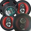 4X Audiobank 6.5 800 Watts Max Power 4-Way Red Car Audio Stereo Coaxial Speaker Bundle
