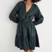 Madewell Dresses | Nwt Madewell Green Crinkle Poplin Puff Sleeve Wrap Mini Dress Size Xxs | Color: Green | Size: Xxs