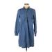 Old Navy Casual Dress - Shirtdress Collared 3/4 sleeves: Blue Print Dresses - Women's Size Small